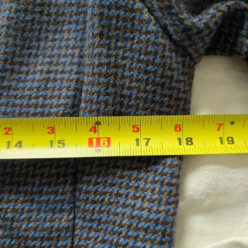 Vintage St. Sophia Paris Double Breasted Wool Blazer Houndstooth Navy EU42 USM - Picture 9 of 10